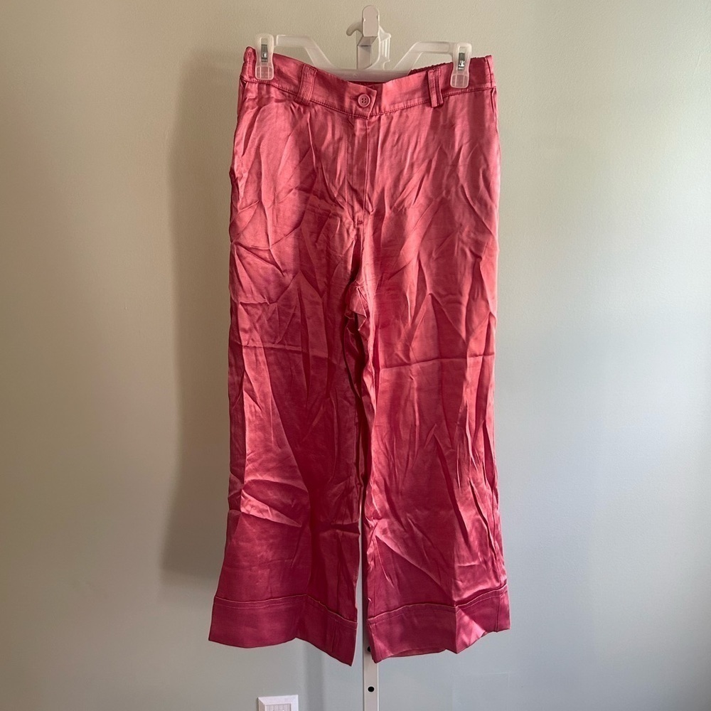 Q2 Exclusive Pink Viscose Wide Leg Pants
